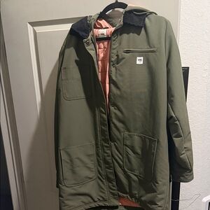 Vans Olive Utility Jacket with Pink Lining
